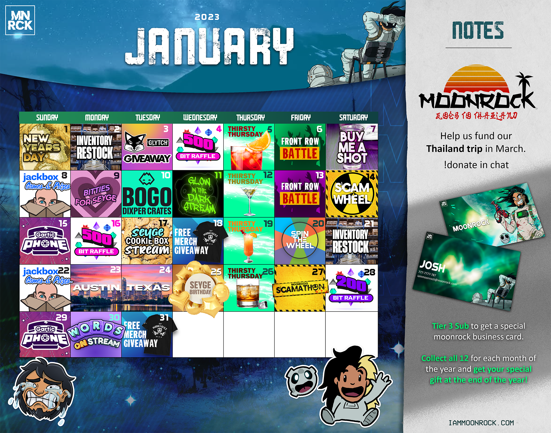 January 2023 Twitch Stream Calendar