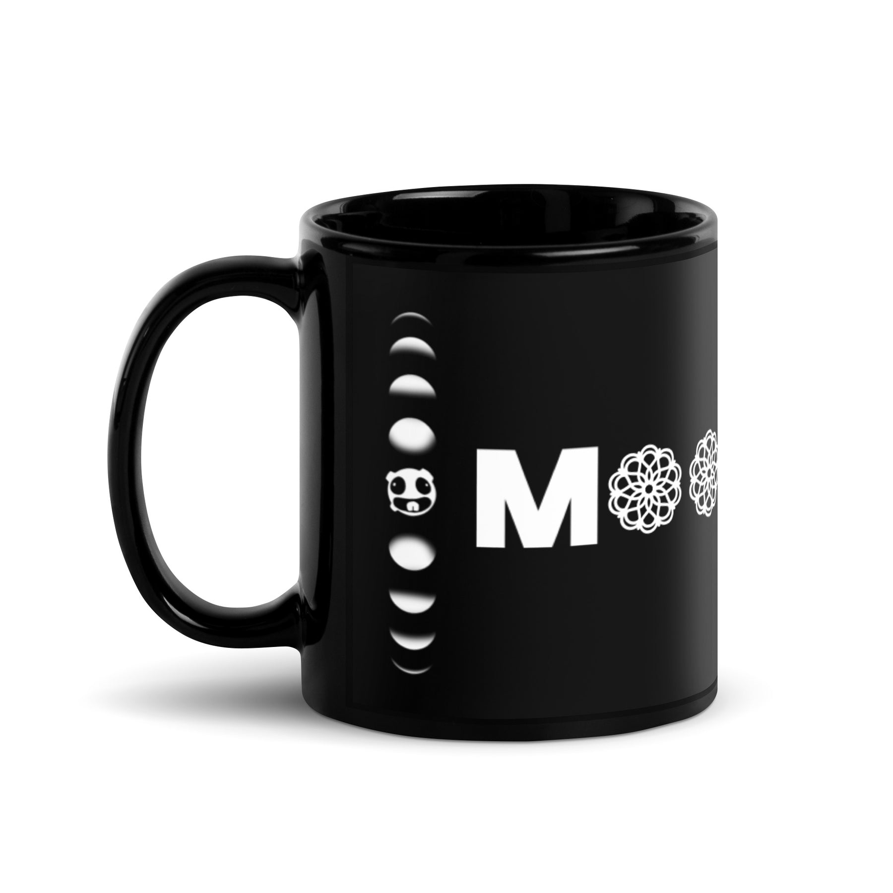 Mandala Moon Black Glossy Mug