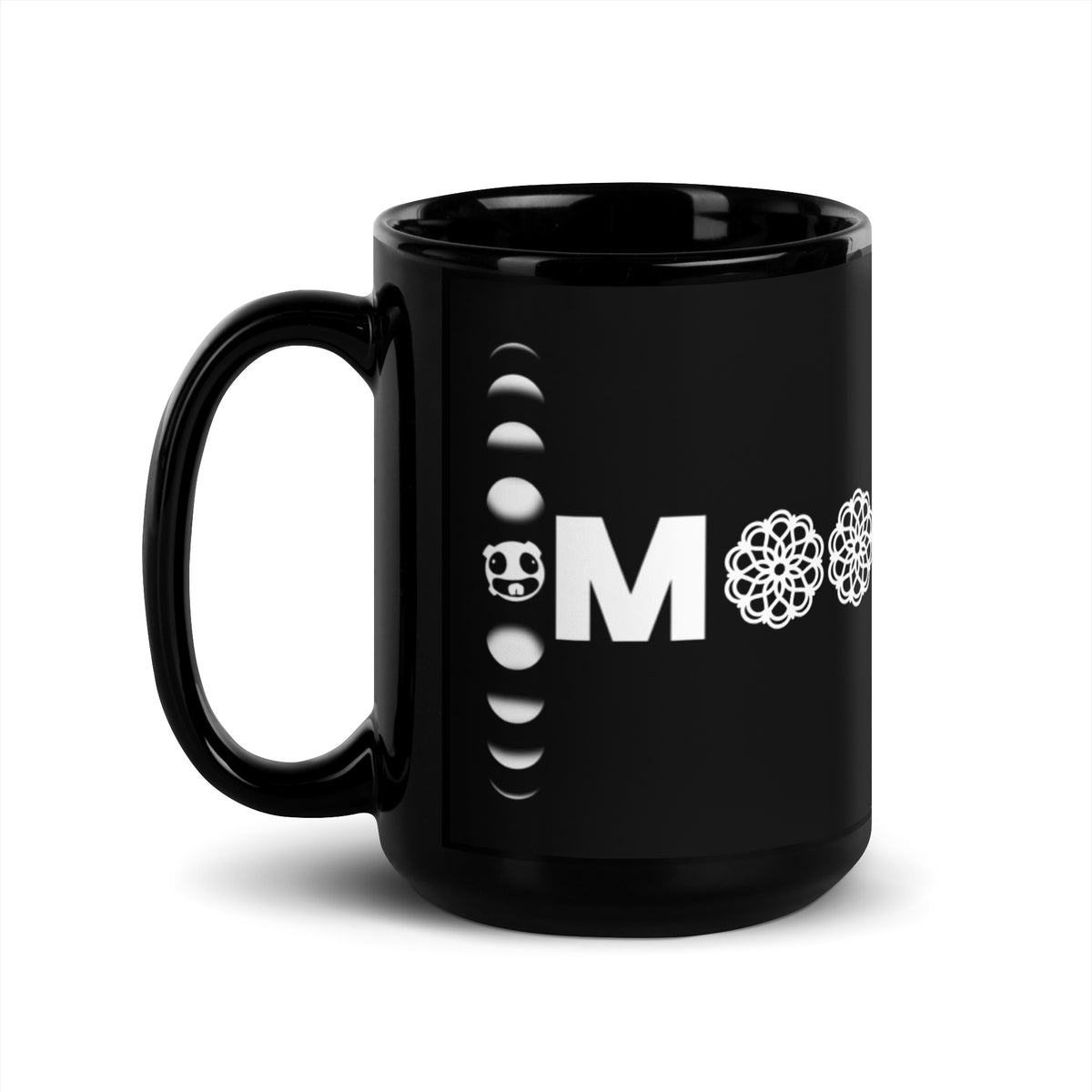 Mandala Moon Black Glossy Mug